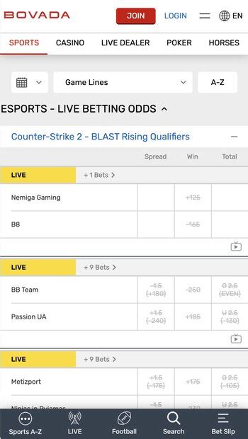 esports live odds